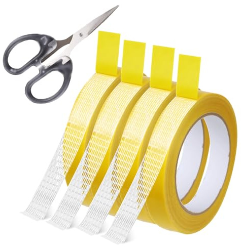 Fosoloni 4 Stück Doppelseitiges Gewebeklebeband, 2cm x 20m Textilklebeband Doppelseitig, Aber Ablösbar und Rückstandsfrei, Saumband Selbstklebend Ohne Bügeln für Saum, Mode Kleid, Tuch, Vorhänge