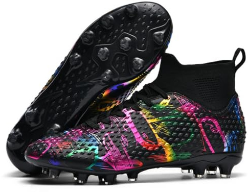Xinghuanhua Chaussures de Football pour Hommes Bottes de Football Professionnelles à Tige Haute pour Jeunes Chaussures à Crampons pour Gazon Artificiel pour Enfants pratiquant des Sports de Plein