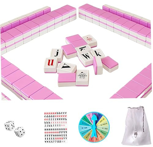 Alphabet Mahjong Tile Set Mini English Letter Mahjong Tiles Juego de mesa educativo para niños, adolescentes, adultos, juegos de aprendizaje, juguetes familiares interactivos, 108 azulejos, esti