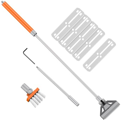 Nolvireth Aquarium Scraper 66 cm Glass Fish Tank Cleaner with Brush and 5 Blades for Saltwater Tanks, Multi-Angle Aquarium Glass Scraper for Planted Tanks