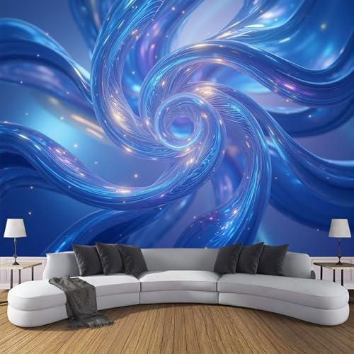 DACRWEKZ Papel Tapiz Fotográfico 3D Metal cromado estilo de tecnología futurista 300x210cm Papel Pintado Panorámico, Fuera De La azul
