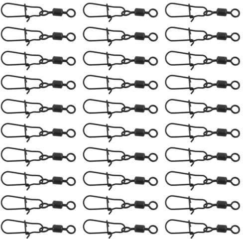 Angoily 40 Émerillons à Agrafe en Alliage Robustes avec Clip Pivotant Haute Résistance, Connecteurs Leurres pour Pêche en Eau Douce et Salée, Fixation Pression Anti-nœuds, Accessoires