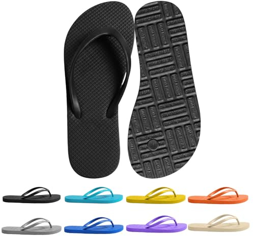 zoogobee Women's Non-Slip Flip Flops Ultra Lightweight Basic Thongs Rubber Soft Slide Slip-on Shoes Beach Pool Shower Sandals