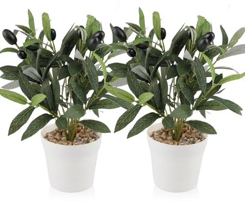 CYIOU 8PCS Branches Faux Olivier Artificiel 28cm Fausse Plante Artificielle