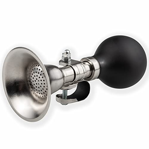 Schwinn Classic Bike Horn, Chrome and Black, Vintage Style, Loud Sound, Easy Installation, Fits Most Handlebars, Weather Resistant Stainless Steel, Retro Horn for Bike