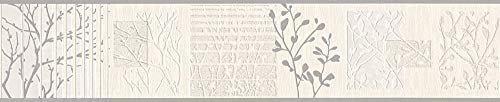 awallo 344212 3442-12 Frise autocollante, au motif floral, beige et gris métallisé, 5 x 0,13 m, fabriquée en Allemagne