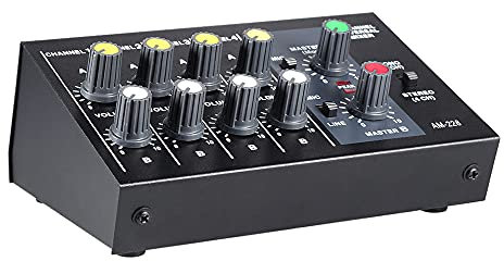 summina Audio Sound Mixer,Ultra-compact Low Noise 8 Channels Metal Mono Stereo Audiomischpult with Power Adapter Cable