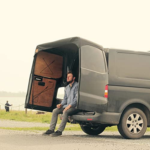 JUTTAUTO T5 Rear Barn Door Awning Cover Heavy Duty Oxford Fabric Large Size Waterproof Sun Shade Protection Fit Transporter T4 T5.1 T6 FO/RD Tra/nsit VAN MK7 Accessories,Black