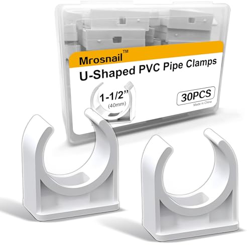 30PCS 40mm PVC Pipe Clamps, U-Shaped Pipe Clips for 1-1/2 Pipe