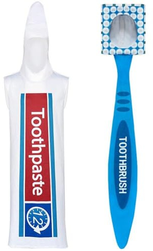 Costumes De Cosplay Dentifrice Brosse À Dents pour Adultes, Combinaison De Fête d'halloween pour Couple, Accessoires De Comédie Hilarants