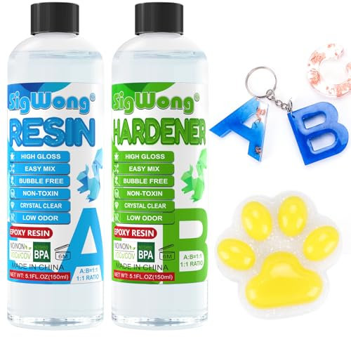 Epoxyd-Harz Set - 300ml Epoxidharz Mit HäRter VerhäLtnis 1:1 Harz GießEn Set, Transparent Kristallklar Geruchsarm Epoxidharz Set AnfäNger, Harz GießEn Set für Diy Schmuckherstellung, Malerei, Basteln