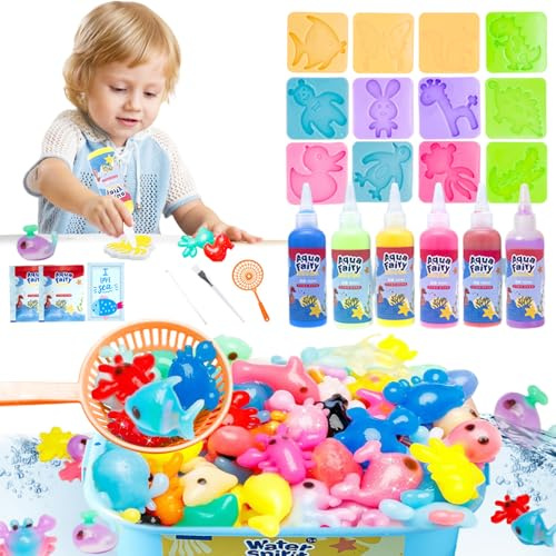 Balakaka Magic Water Elf con 6 Gel Colorati, Kit Creativo 3D Magic Gel con 12 Formine, Giocattolo Acquatico Fatto a Mano Regalo per Bambini 5 6 7 8 9