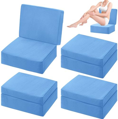 Maasechs 4 asientos plegables para bañera de hidromasaje con respaldo, almohada gruesa ajustable de 2 alturas, asiento de baño con peso, cojín elevador de bañera lavable, cojín de spa para interior o