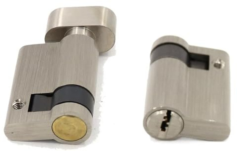 Zpengtai Bombin Cerradura 1 Uds. Núcleo De Bloqueo De Puerta Invisible Medio Cilindro De Bloqueo Excéntrico, con Perilla, 45mm X 32MM, Cerradura Antibumping(with knob)