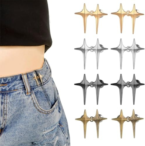 JYNXOR 8 Paires Bouton Jean Ajustable Réglables, Bouton Jeans, Boutons Jeans Clipsable, Bouton Pantalon a Clipser, Pas de Couture Nécessaire, Pour Changer le Tour de Taille, Pour Jeans