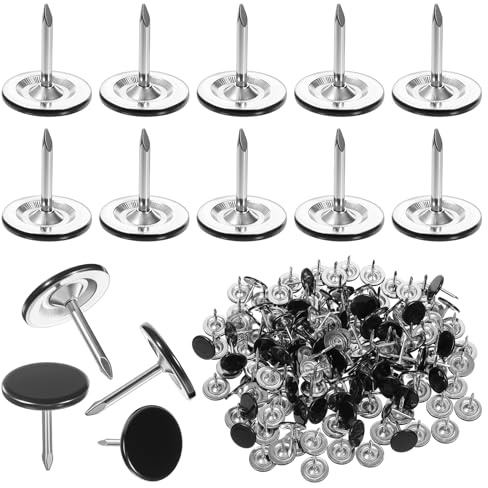 DOPENSPI 150 clavos tapizados, chinchetas negras, alfileres para tarjetas, chinchetas planas, chinchetas de metal, cabeza redonda, clavos para muebles, agujas para tablón de corcho, tablón de anuncios