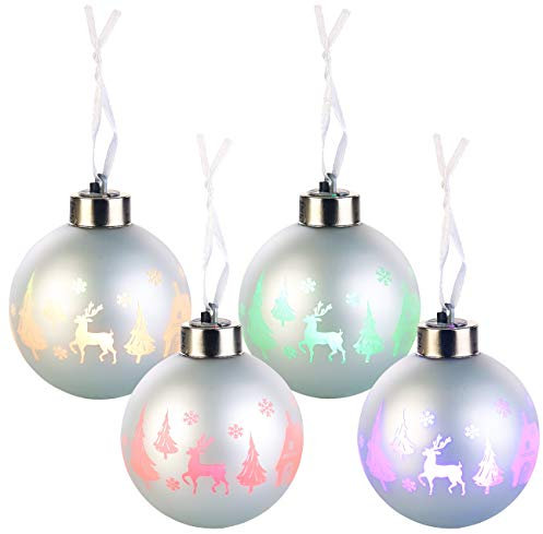 Lunartec LED Weihnachtskugel: Christbaumkugeln mit Farbwechsel-LEDs, Ø 8cm, 4er-Set (Leuchtende Weihnachtskugeln, Weihnachtskugeln kabellos, beleuchtet Fensterkugeln)