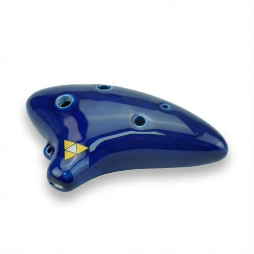 OcarinaWind 6 Hole Ceramic Ocarina – Ocarina of Time Style Design, Handcrafted Collectible Musical Instrument Gift for Fantasy Adventure Fans, Includes Songbook & Neck Strap