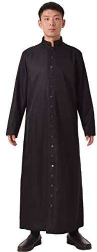 BLESSUME Catholic Cassock Robe Clergy Liturgical Vestments (L, Black)