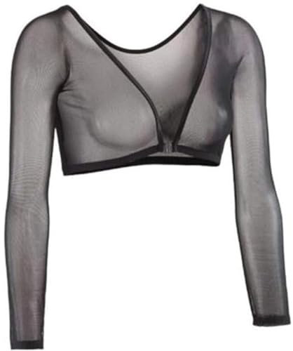 Women's Seamless Arm Shaper Slim Upper Sleeves Top Body Shaper Compression Vest Mesh Long Sleeves Bottoms (Black, XL)