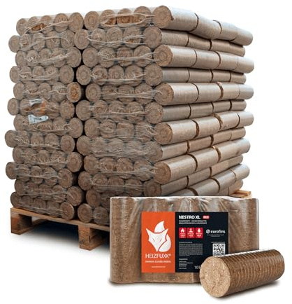 Holzbriketts Nestro XL Red - Hartholzbriketts Palette 960 kg (96x10 kg) - Premium Briketts für Kamin, Heizkessel & Ofen - Hoher Heizwert, geringer Aschegehalt & maximale Energieausbeute