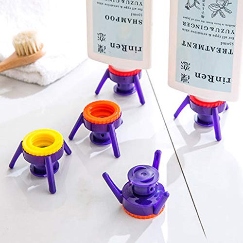 qisong 6Pcs Toss It Bottle Cap Stand Kit Plastic Bottle Holder Seasoning Shampoo Gel Bracket Leakproof Cover Flip-It Inverted Caps Sets