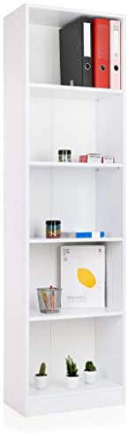 ADGO Bücherschrank - Bücherregal Wand - Regal Weiß - Standregal - Regal Schmal - Büroregal - Ordnerregal - Büroschrank - Wandregal - Bookshelf - Schrank schmal - Aufbewahrungsregal