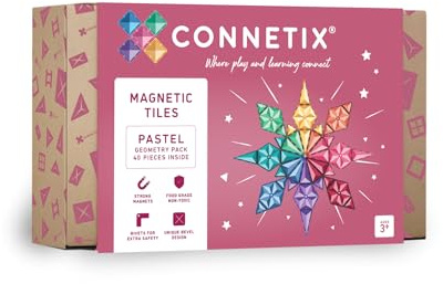CONNETIX Magnetic Tiles Pastel Geometry Pack, 40 Pieces