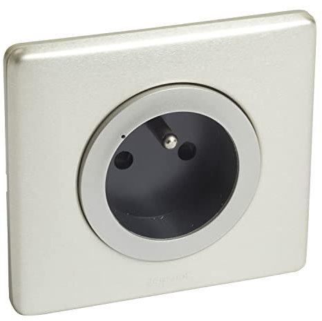 Legrand Steckdose 16 A, 3680 W Dooxie mit Netatmo (Messfunktion, Verbrauchsverfolgung, Benachrichtigungen versenden) – komplett (Halterung, Radzierblende und Titanplatte) – 199171