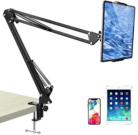 Shoze Cell Phone Holder Phone Holder Stand for Bed Desk 360° Flexible Adjustable Long Arm Clamp Bracket Mount Stand for iPad Phone (4.72''-7.09'')