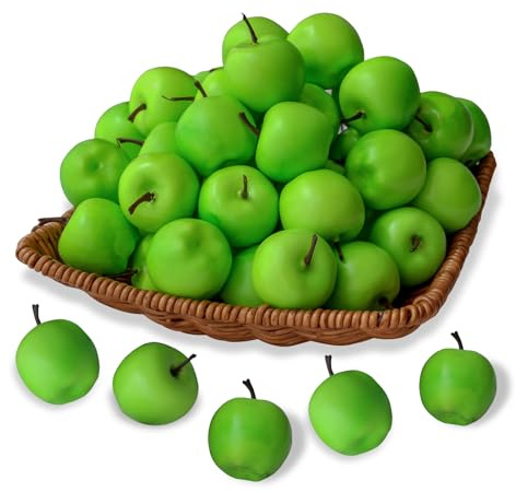 Laiiqi 30 Pcs Mini Artificial Apples, Fake Little Green Apple Mini Fruits Realistic Lifelike Simulation Apples for Home Party Christmas Tree Decor Apples Photography Props
