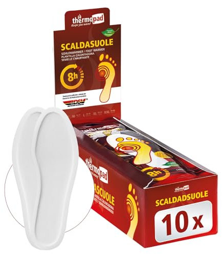 THERMOPAD Sohlenwärmer - DAS ORIGINAL: 5, 10 oder 30 Paar Wärmepads (erhältlich in 5 Größen) - Einlegesohle für 9 Stunden Wärme I Fußwärmer Pads I Extra warme Wärmesohle XXL für Schuhe & Skischuhe