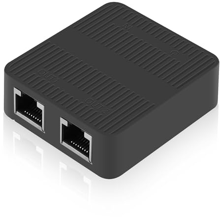 CERRXIANR RJ45 Ethernet-splitter-adapter Gigabit, RJ45 nätverksdelare 1 till 2, Cat5, Cat6, Cat7 RJ45-nätverksförlängningsport, 2 portar. Enheter delar internet samtidigt (svart)