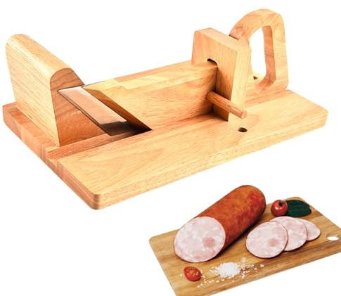 EUBEISAQI Affettatrice per Salsicce in Legno | Affettatrice per Salsicce Rimovibile da Cucina in Legno,Strumento per affettare Universale per casa, Ristorante, taglierina Manuale per Salsicce per