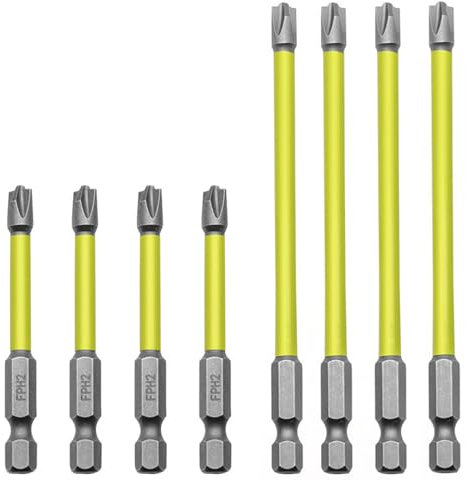 HAPPOW 8 Stück Schraubendreher Bits Set, 65 mm und 110 mm Magnetische Bits, Kreuzschlitz Bitsatz, Anti-Rutsch Sechseckiger Griff Design, Schraubendreher-Bit-Set für Elektriker(Legierter Stahl) ﻿