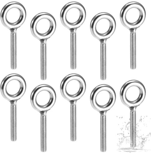10 Pièces M8 Boulons Àœil Filetage Mâle, Vis Oeil Inox, Boulon À Oeil, Anneau a Visser, Anneau de Levage, Boulon a Oeil M8*60, Piton Inox pour Fixation, Suspension, Utilisation Intérieure, Extérieure