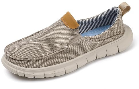 Axcone Hombres Zapatos Casuales Mocasines Barco Mocasines Negocios Piso Conducir Bajo Casual Zapatillas（2802-Beige43）