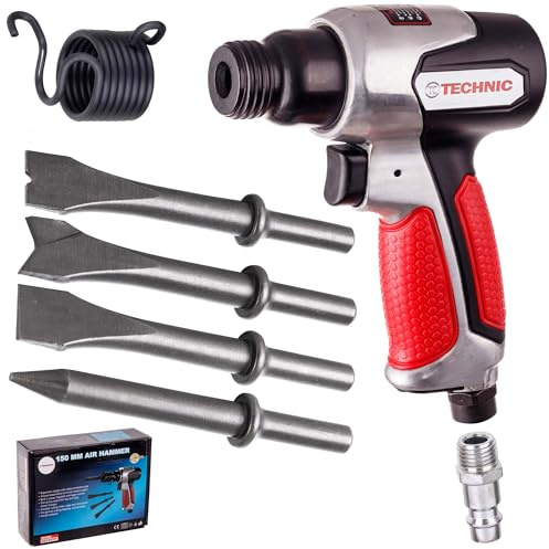 Martillo de impacto neumático 135 mm + 4 cinceles puntiagudos soporte redondo