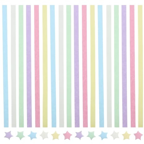VILLCASE Lot de 540 bandes de papier origami pour le bricolage - 6 couleurs pastel - Papier étoilé créatif pour décoration artisanale et emballage cadeau