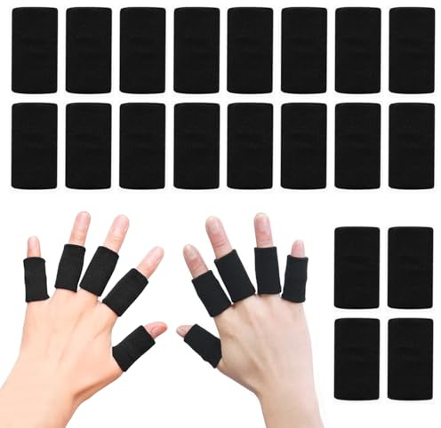 YjiangxinW Finger Sleeves, Thumb Splint Brace for Finger Support, Breathable Elastic tape, Compression Pression Protector for Pain Relief (20, black)