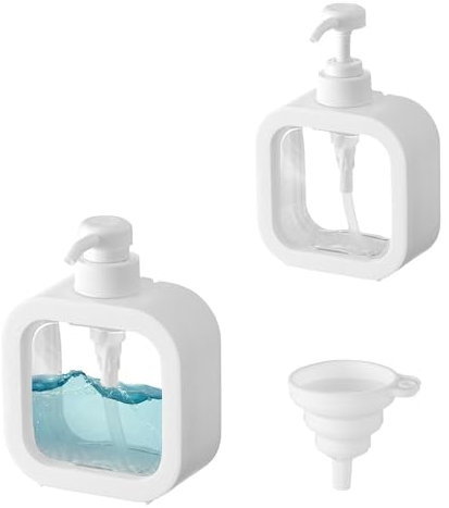 yolzhxe 2 Pezzi Dispenser Sapone, 300 ml Trasparente Liquido Dispenser con Imbuto, Riutilizzabili Plastica Dosatore Sapone Bagno, per Bagno Cucina Liquido Lozione Shampoo Doccia