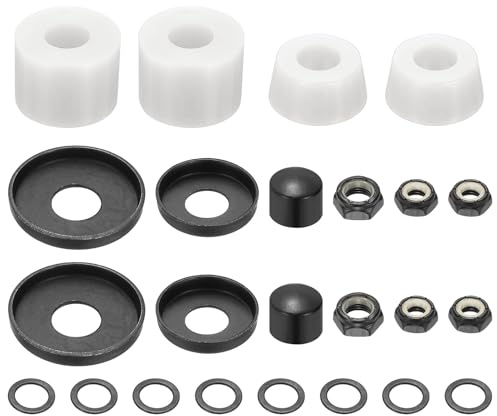YELARXI Skateboard Bushings, Skateboard Truck Rebuild Long-Board Kit Bushings Washers Pivot Cups-Fitting for (Outdoor Skateboard Parts) 92A & PU & White