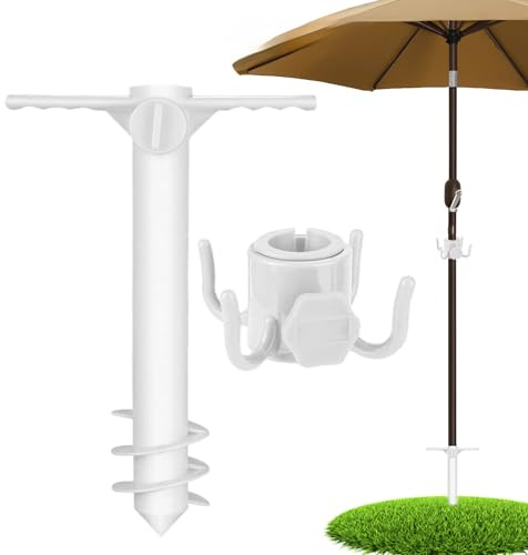 dzqad Piquet de Parasol pour Sable | Tiges de Fixation pour Ombrelle Extérieure avec Crochet - Accessoires Résistant Au Vent pour Porte Parasol en Usage Extérieur De Jardin Randonnée Pêche