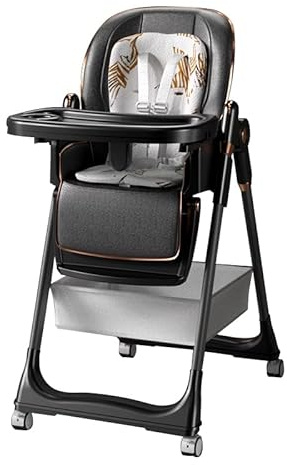 Veitoalioy Trona para Bebé Silla, Convertible de Comedor para Alimentación de Niños Pequeños, con 6 Alturas Ajustables y 3 Posiciones Reclinables, Equipado con cesta de Almacenamiento (8122 Black)