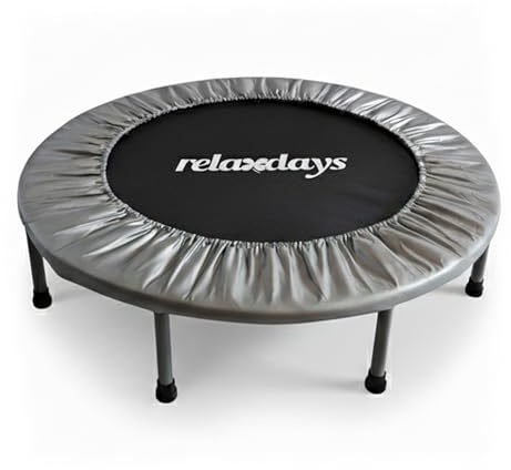 Relaxdays Mini-Trampoline Fitness Pliable Ø 95 cm, Entraînement intérieur Adulte/Adolescent, 100 kg, Gris