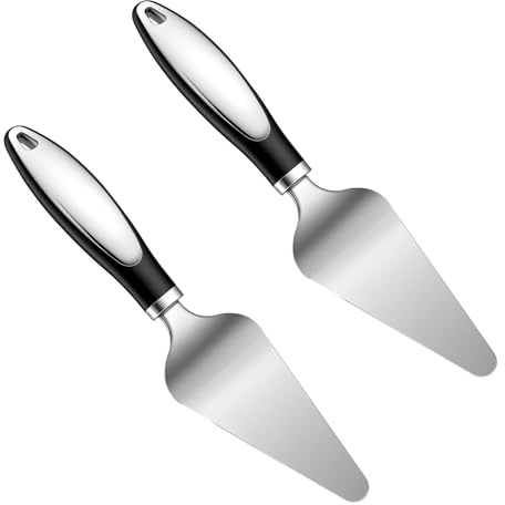 2 Pcs Cake Cutter And Server Pie Spatula Set Stainless Steel Cake Slicer, Pizza Tart Dessert Cutter, Silver Kitchen Baking Tool For Cakes Loaves Eggs And More