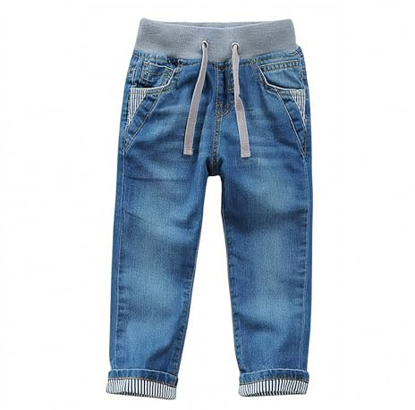 Générique Jean Baggy pour Garçons pour Enfants en Denim Pantalon Ample Décontracté Taille Élastique Et Plusieurs Poches Loose Fit Skateboarder Jeans Mode Streetwear 12-24 Mois
