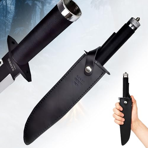 Swords and more Cuchillo utilitario de exterior a lama fija – herramienta multifuncional para actividades al aire libre con funda de cuero