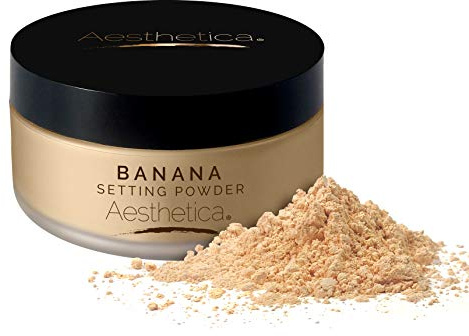 Aesthetica Banana Loose Setting Powder - Flash Friendly Superior Matte Finish Highlighter & Finishing Powder - Includes Velour Puff