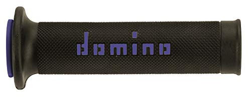 Domino COPPIA MANOPOLE BICOLORE NERO/BLU PER MOTO STRADALI/RACING IN GOMMA TERMOPLASTICA Lunghezza: 120 mm e 125 mm
